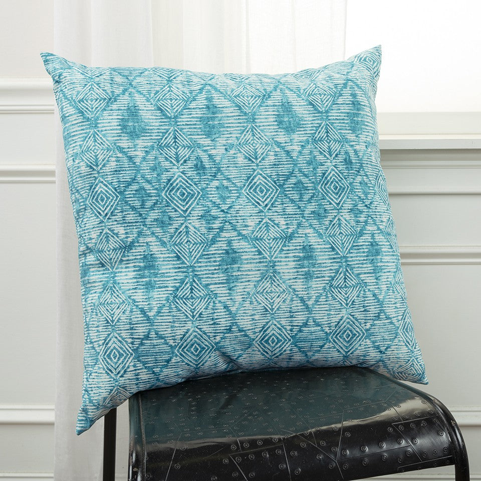 Set of Two 22 X 22 Teal Blue Indoor Outdoor Throw Pillow Cover & Insert