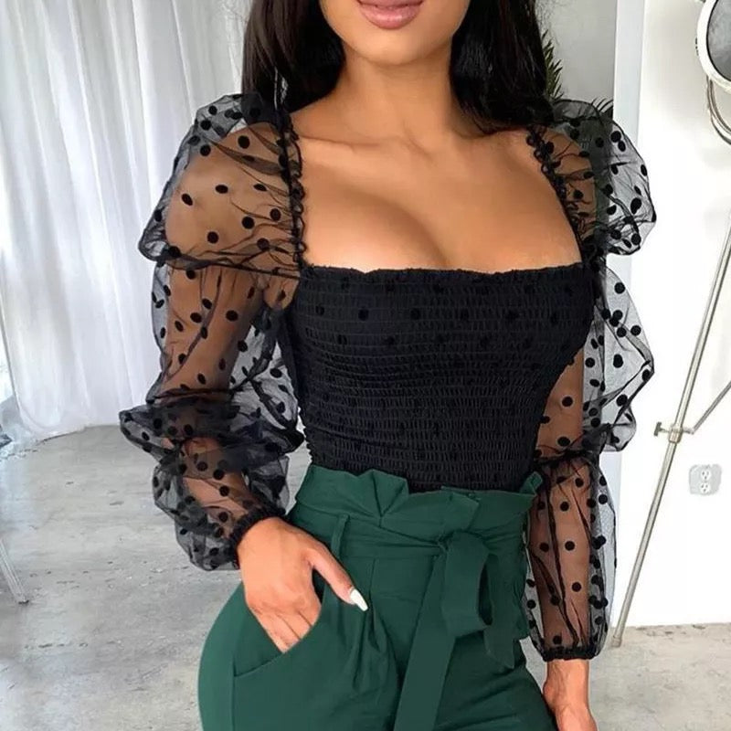 Sexy Mesh See-throughout  Blouse