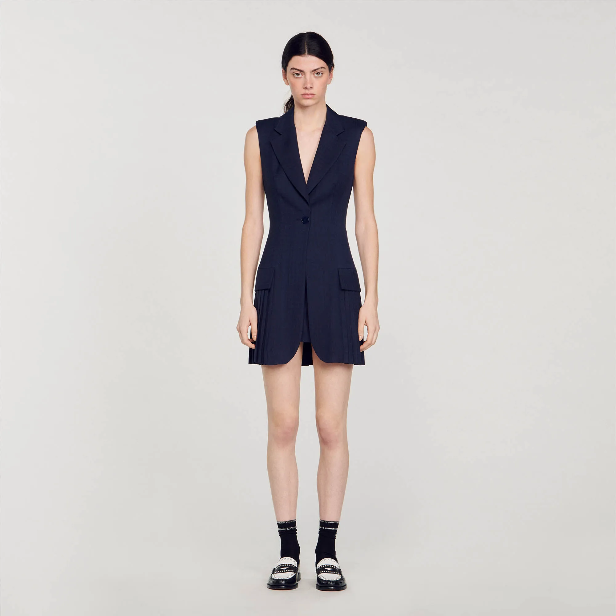 Short pleated suit dress