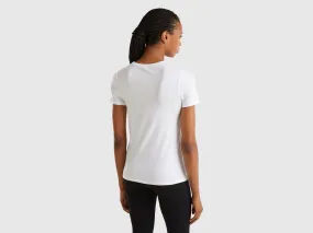 Short sleeve t-shirt in super stretch organic cotton - White | Benetton