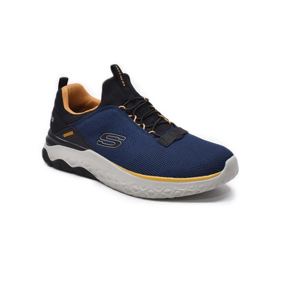 SKECHERS Men's Bismark Merkell Running Shoe (Navy/Black)