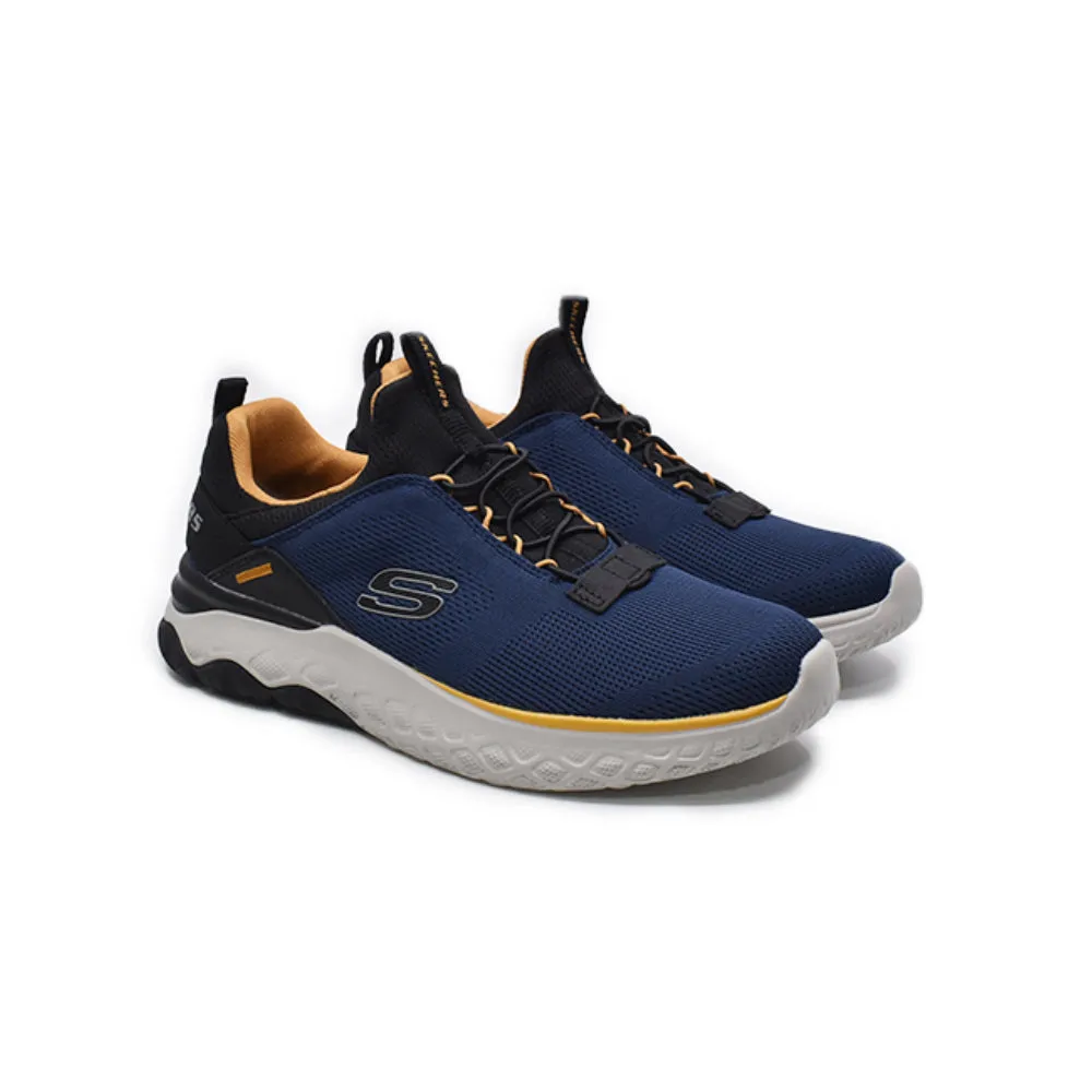 SKECHERS Men's Bismark Merkell Running Shoe (Navy/Black)