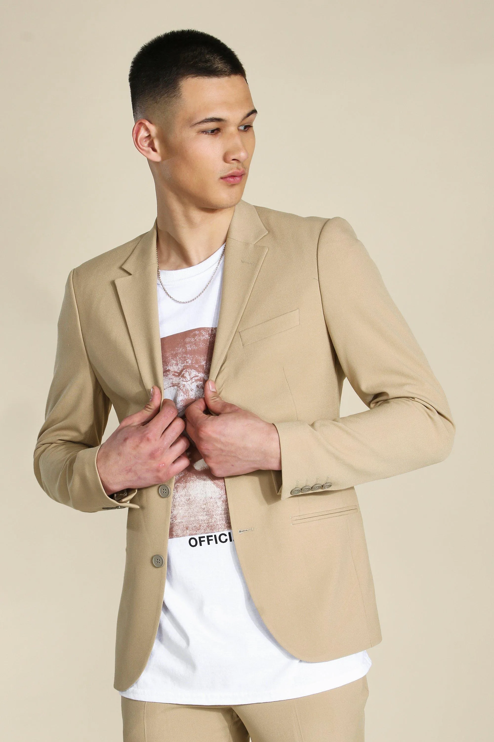 Skinny Camel Single Breasted Jacket