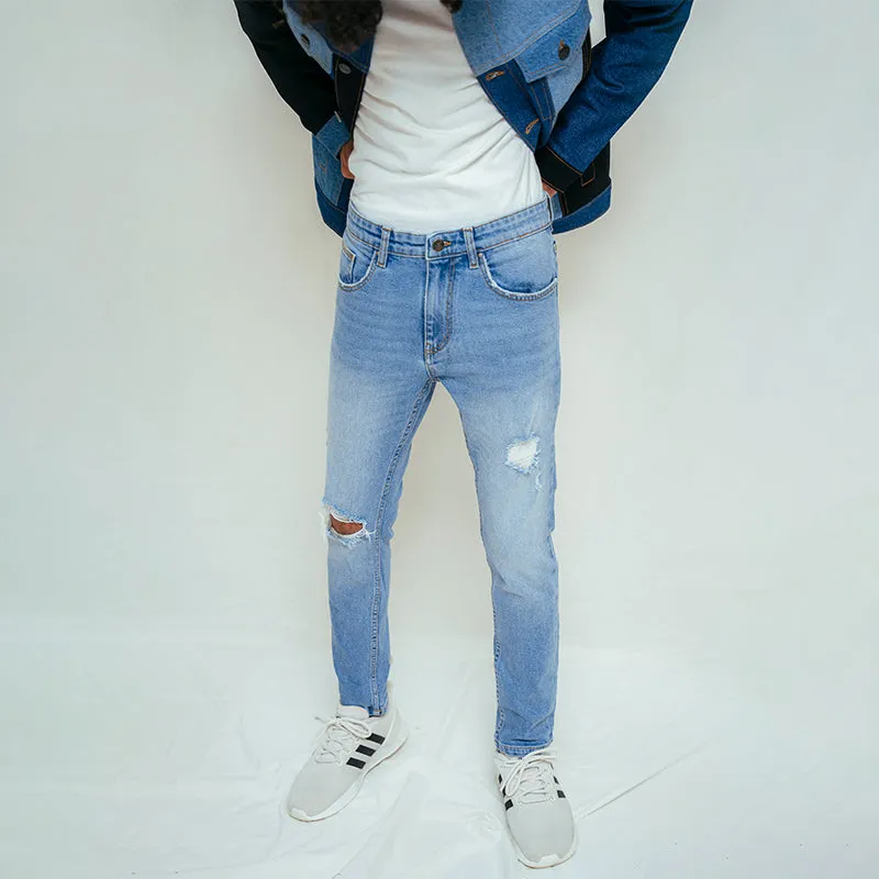 Skinny Fit Bleach Wash Jeans