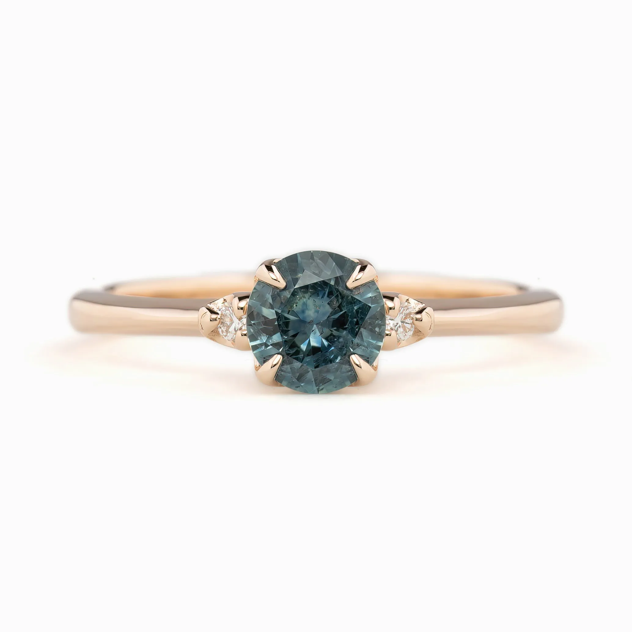 Sofia Ring 0.66ct Teal blue Montana Sapphire, 14K Rose Gold