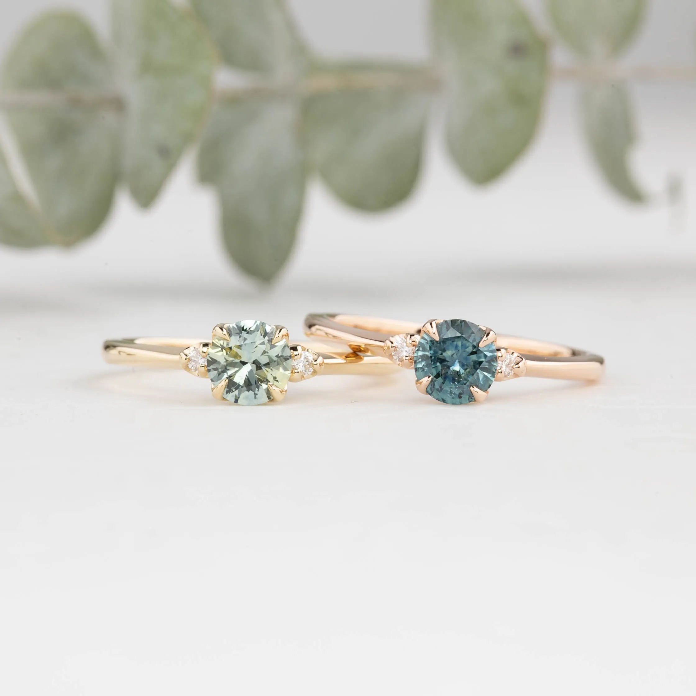 Sofia Ring 0.66ct Teal blue Montana Sapphire, 14K Rose Gold