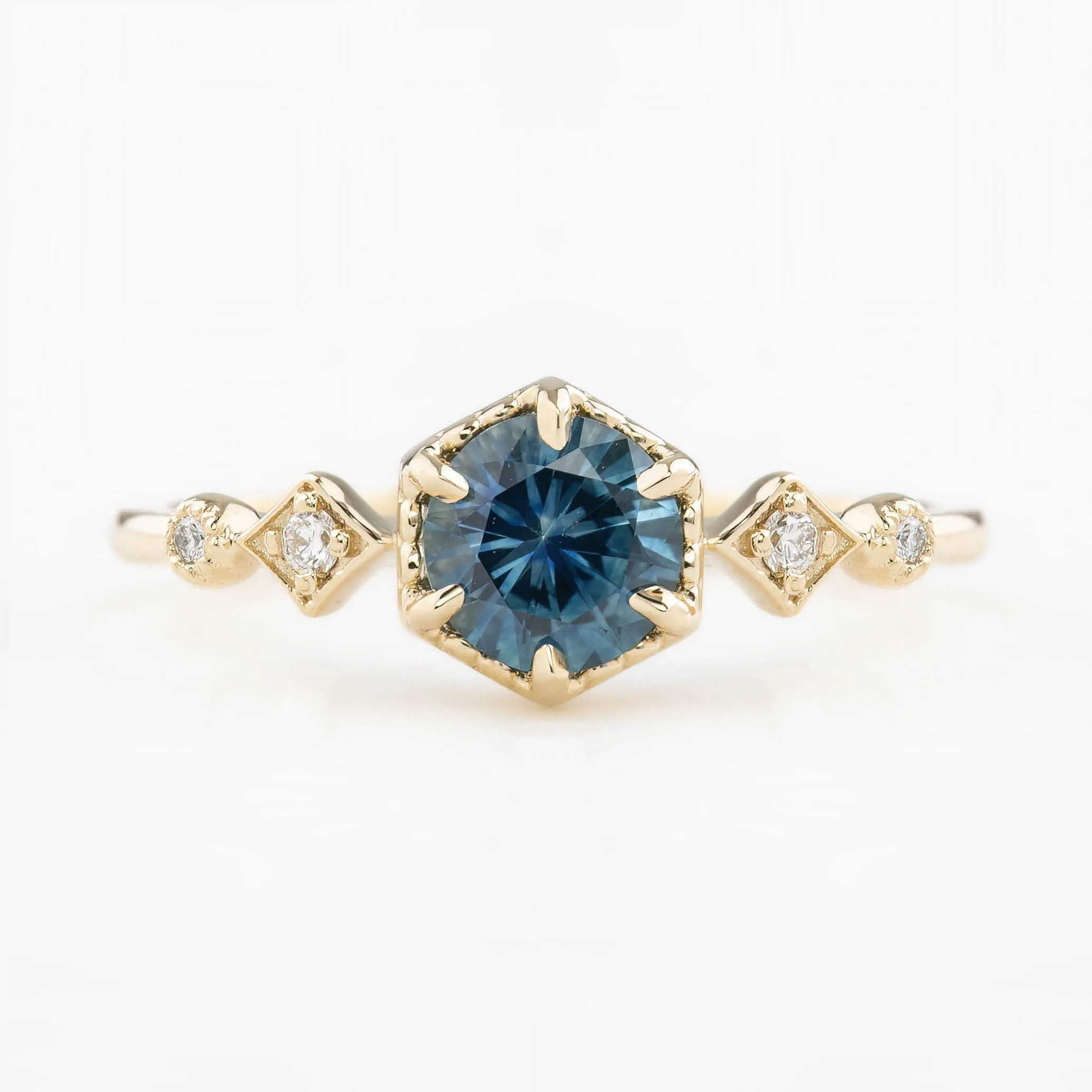 Stella Ring 0.75ct Teal Blue Montana Sapphire, 14K Yellow Gold (One of a kind)