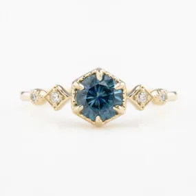 Stella Ring 0.75ct Teal Blue Montana Sapphire, 14K Yellow Gold (One of a kind)