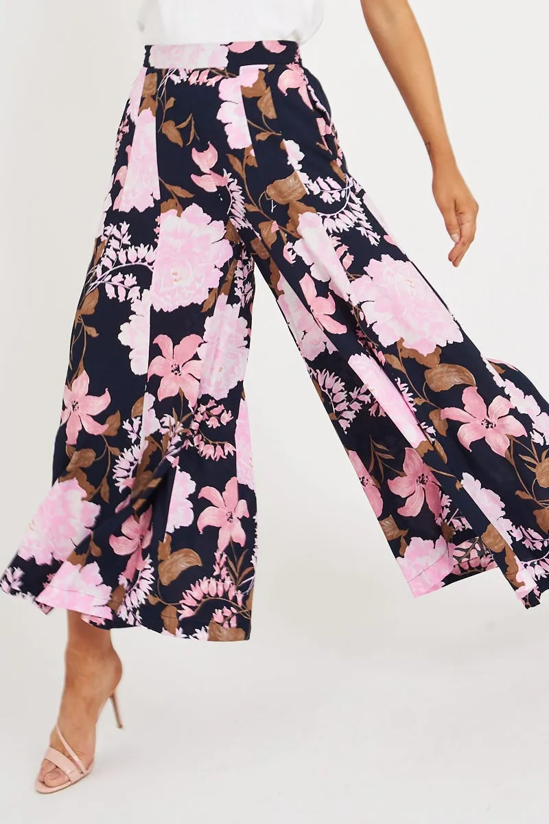 Sugary Pants in Navy with Pink and Lilac Floral