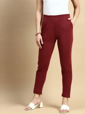 Super Stretch Kurti Pant-Maroon