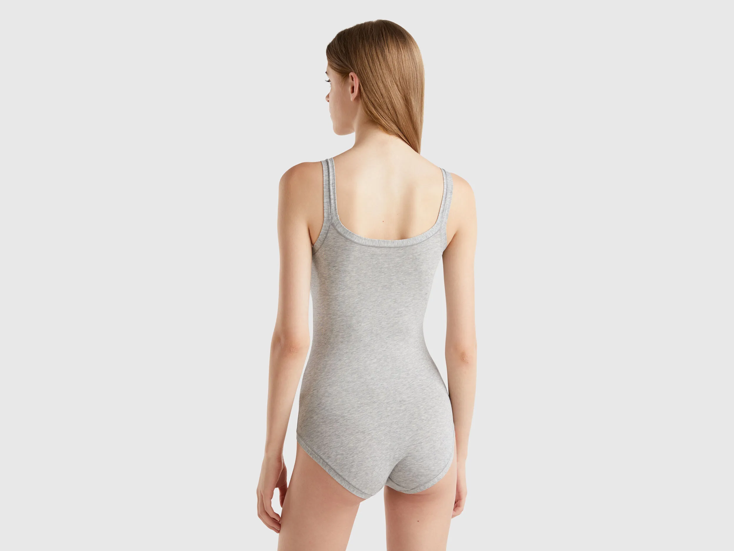 Super stretch organic cotton bodysuit - Light Gray | Benetton