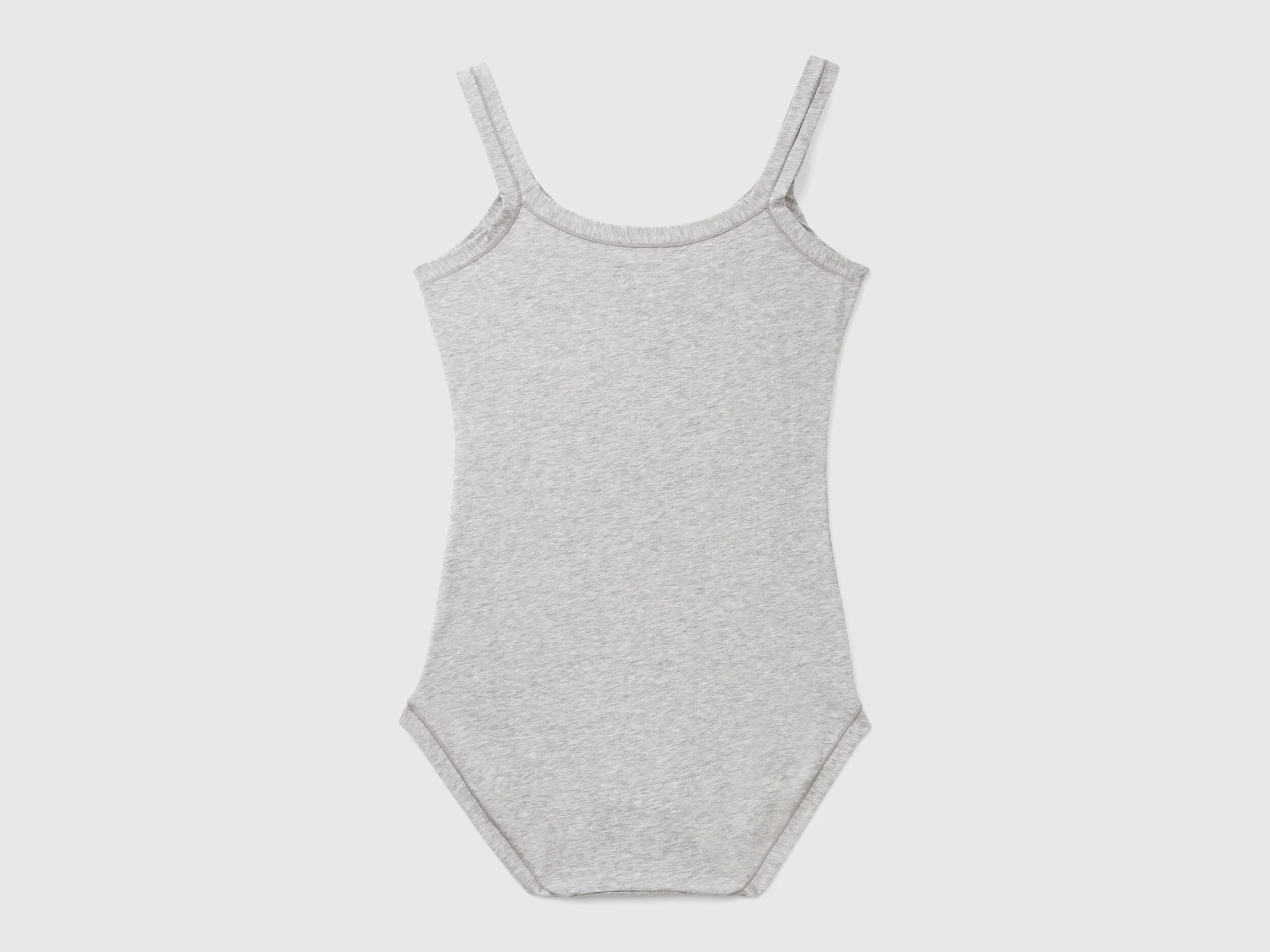 Super stretch organic cotton bodysuit - Light Gray | Benetton