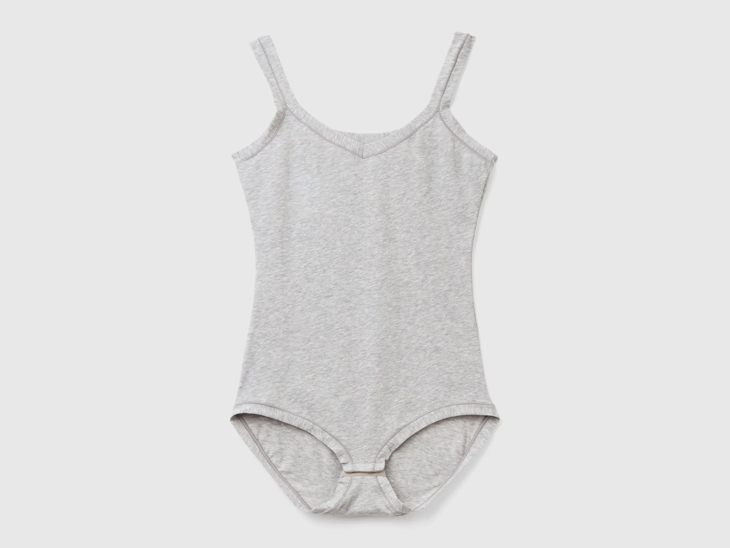 Super stretch organic cotton bodysuit - Light Gray | Benetton