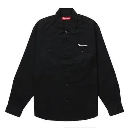 Supreme  |Unisex Street Style Plain Leather Logo Skater Style Shirts