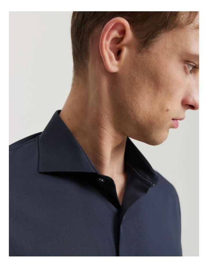 Tailored Fit Super Fine Cotton Stretch Shirt in Navy