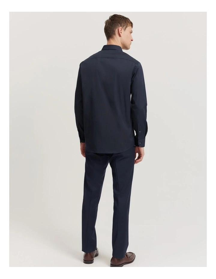 Tailored Fit Super Fine Cotton Stretch Shirt in Navy