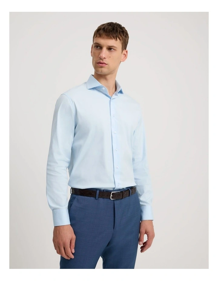 Tailored Fit Super Fine Cotton Stretch Shirt in Pale Blue