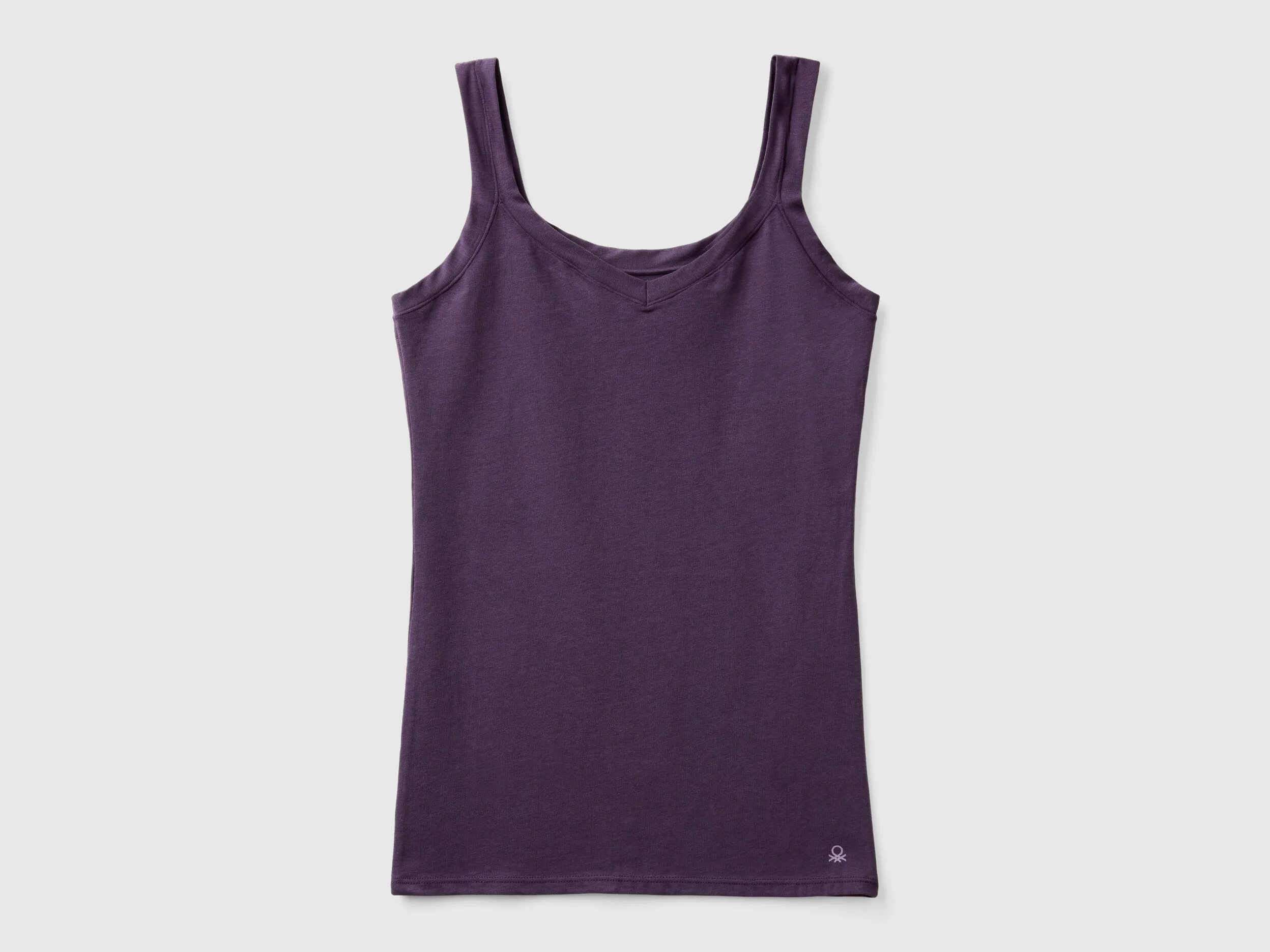 Tank top in super stretch organic cotton - Dark Mauve | Benetton