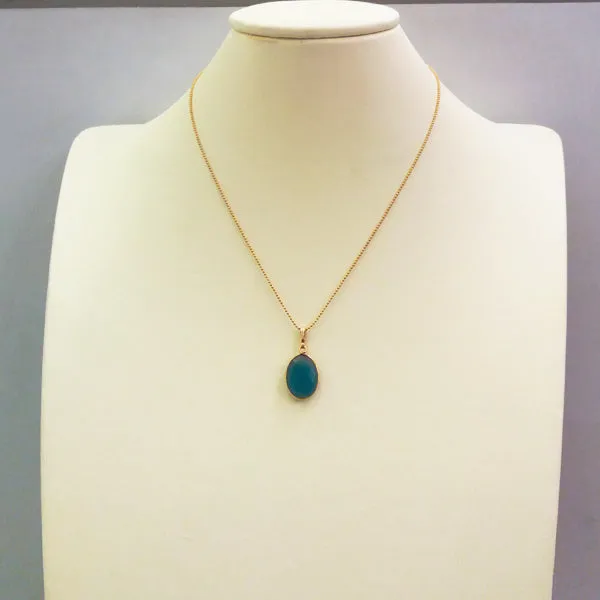 Teal Blue Chalcedony Single Pendant