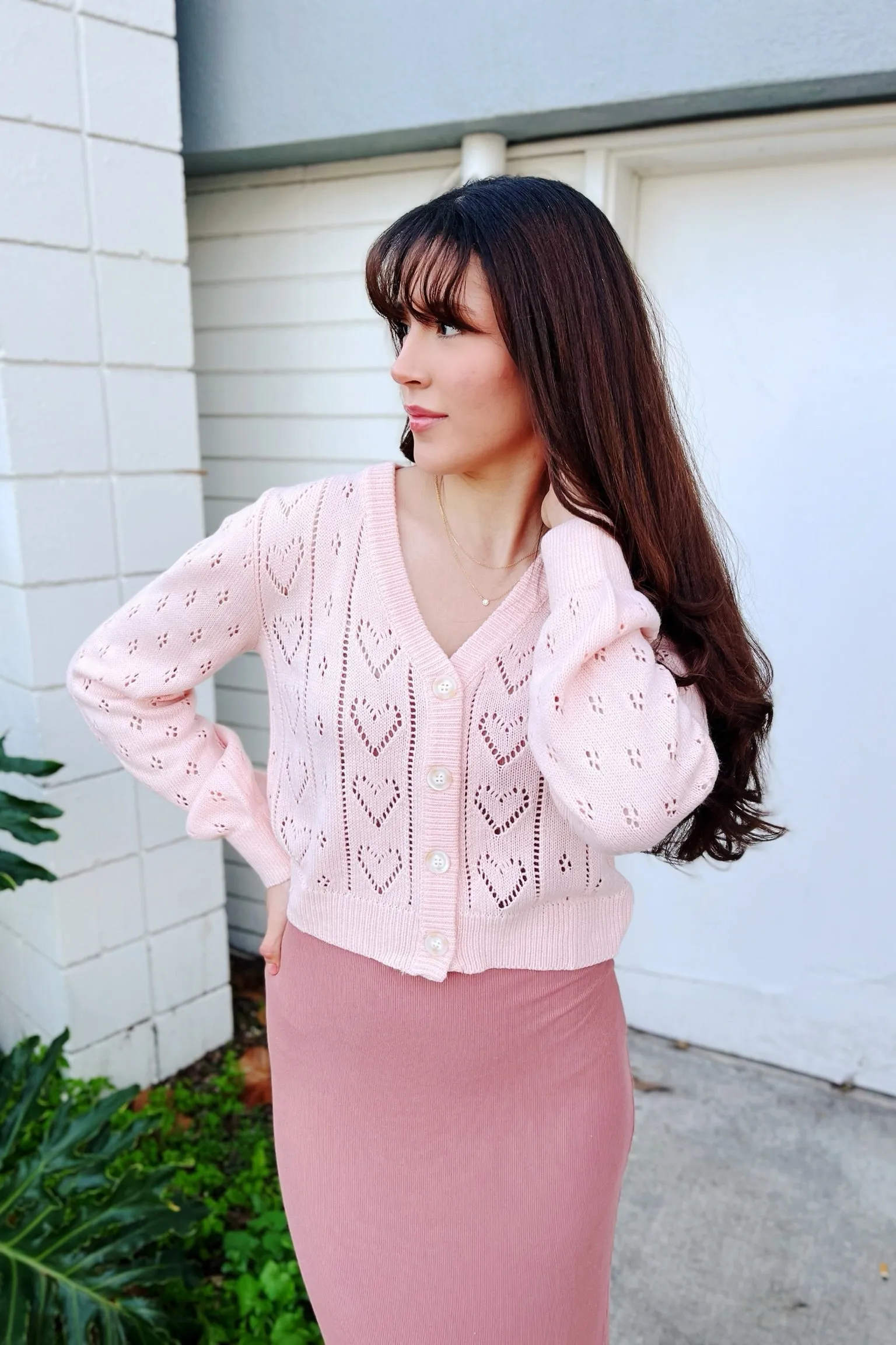 The Addicted to Love Light Pink Pointelle Cardigan