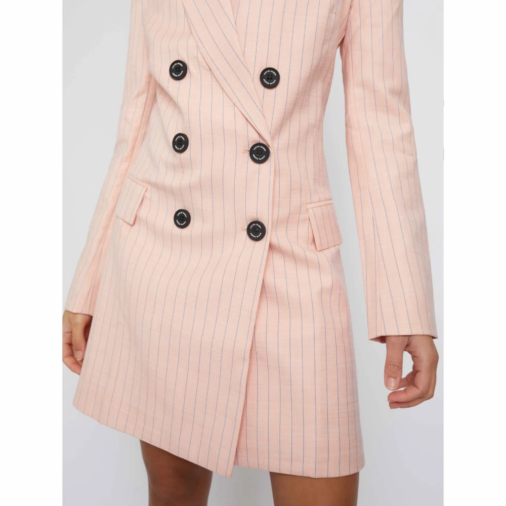 --The trial pinstripe pink suit blazer dress-