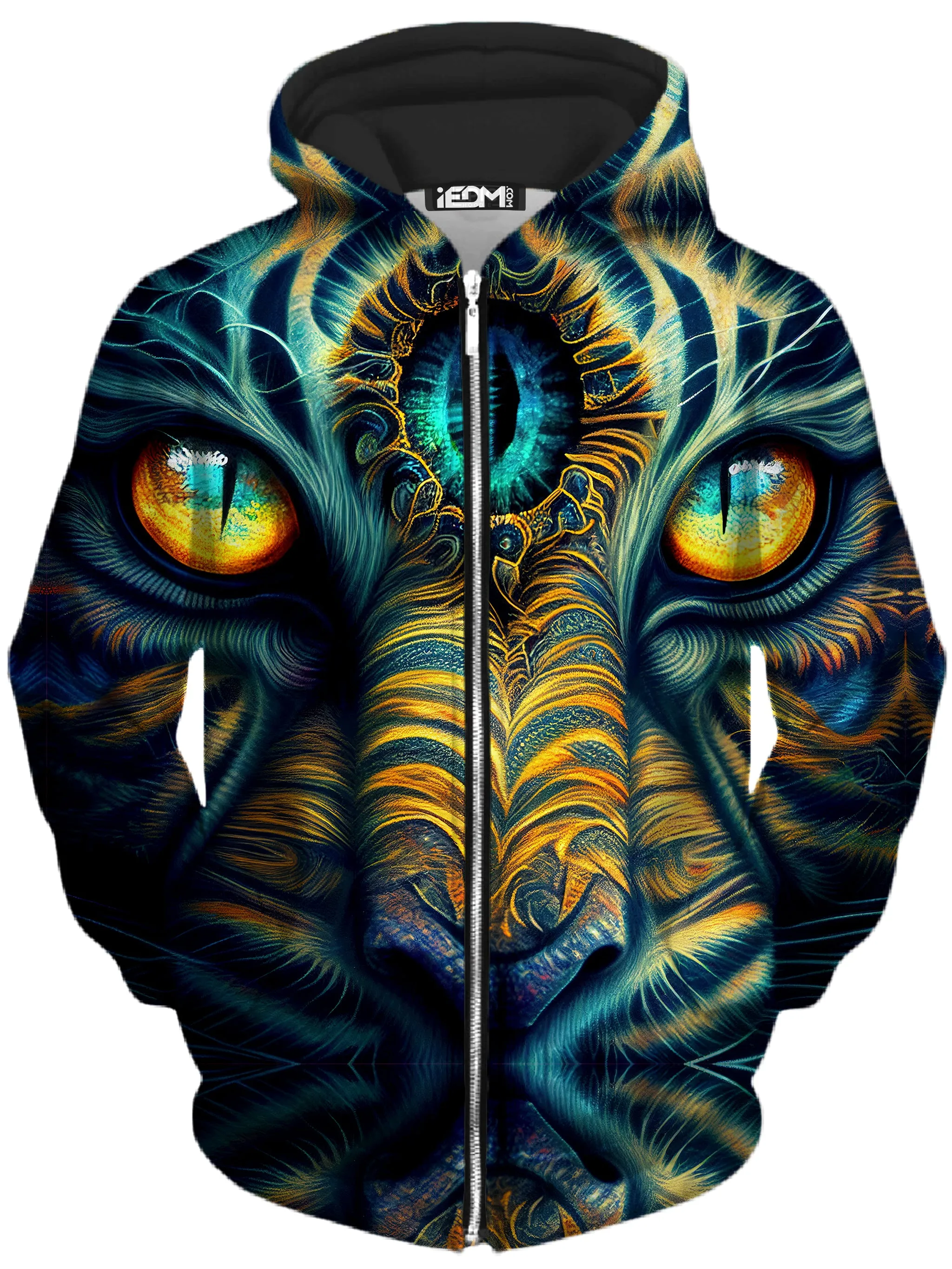 Tiger Eyes Psychedelic Zip-Up Hoodie and Joggers Combo