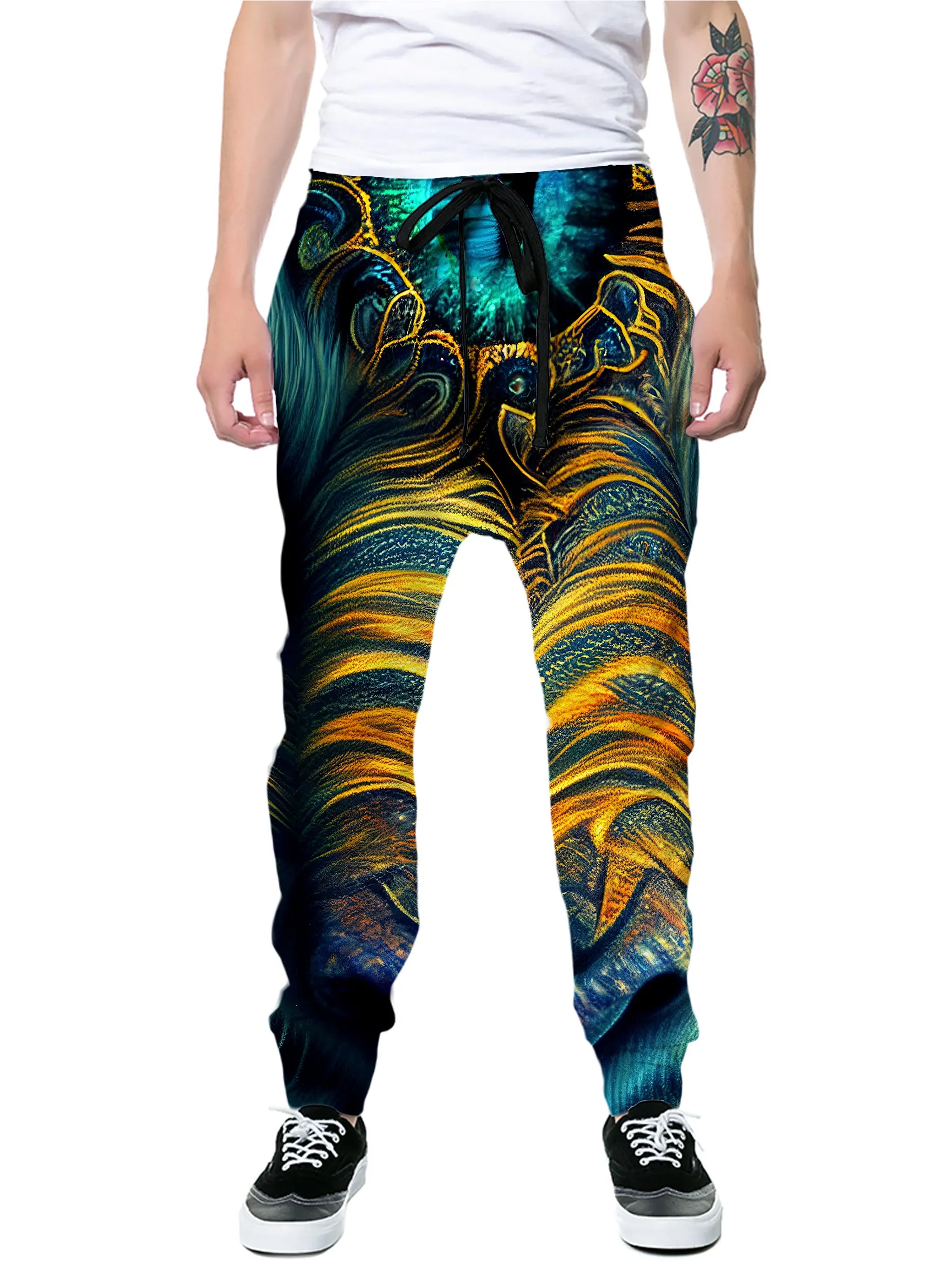 Tiger Eyes Psychedelic Zip-Up Hoodie and Joggers Combo