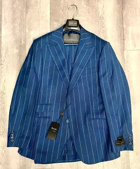 Tiglio Luxe Prosecco  Modern Fit, TL3121, Pure Wool Suit & Vest Teal Blue/Grey Pinstripe