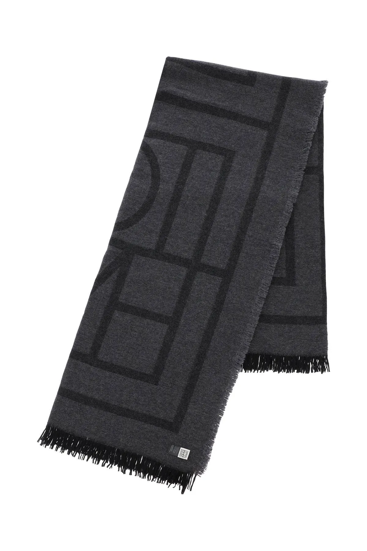 Toteme Cashmere Blend Monogram Scarf   Grey