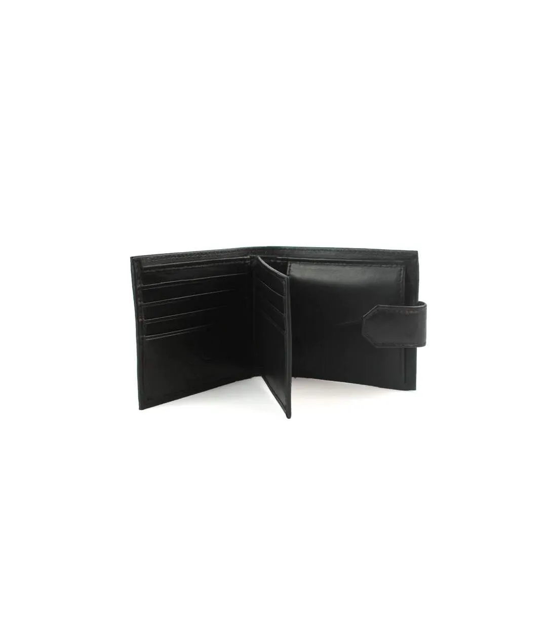 Unisex adult grayson bi-fold leather contrast piping wallet one size black Eastern Counties Leather