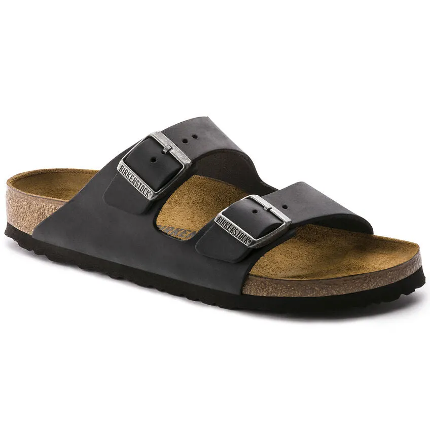 Unisex Arizona Oiled Leather Sandal (Black)