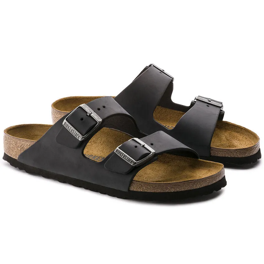 Unisex Arizona Oiled Leather Sandal (Black)