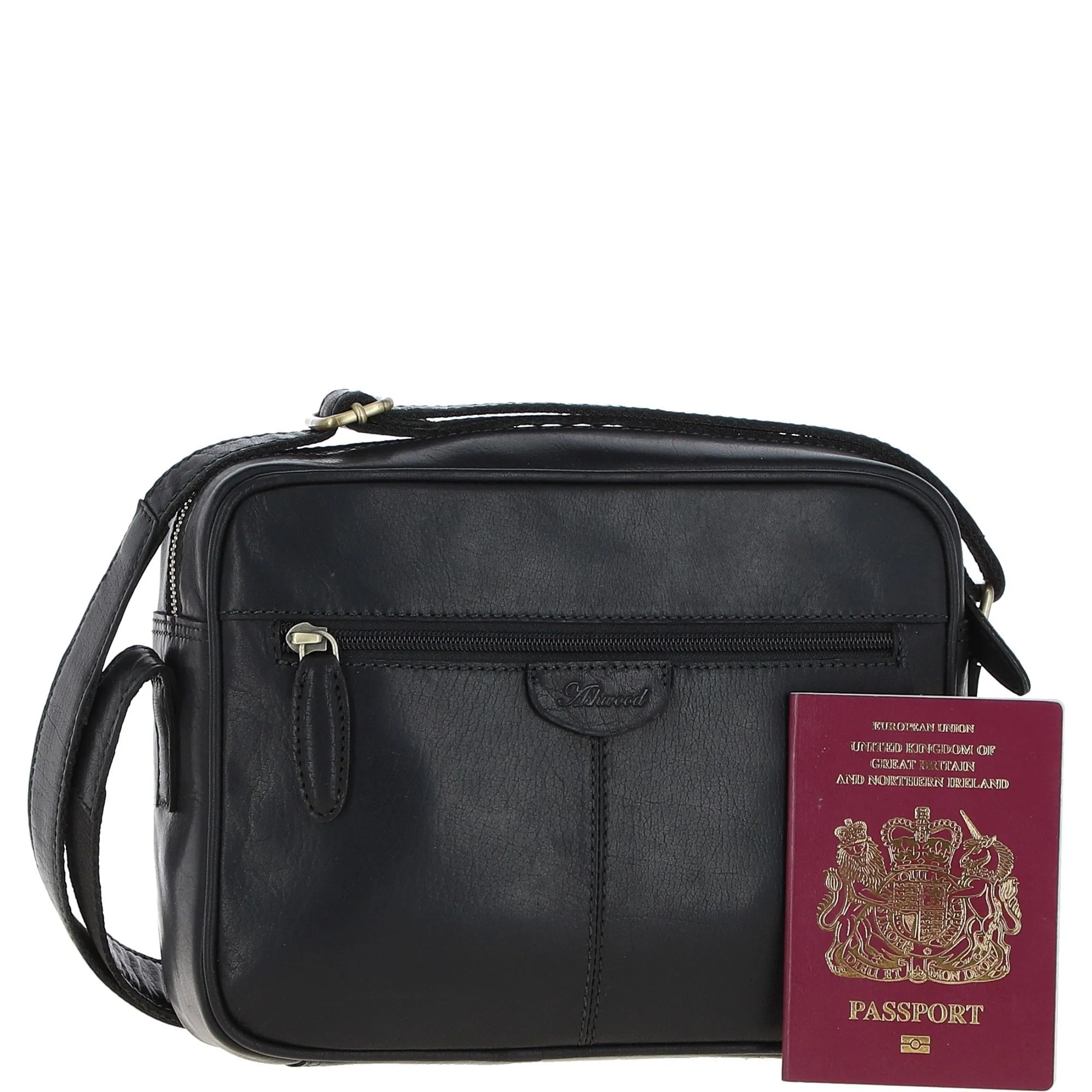 Unisex Ashwood Leather Body Bag – Black: T-72