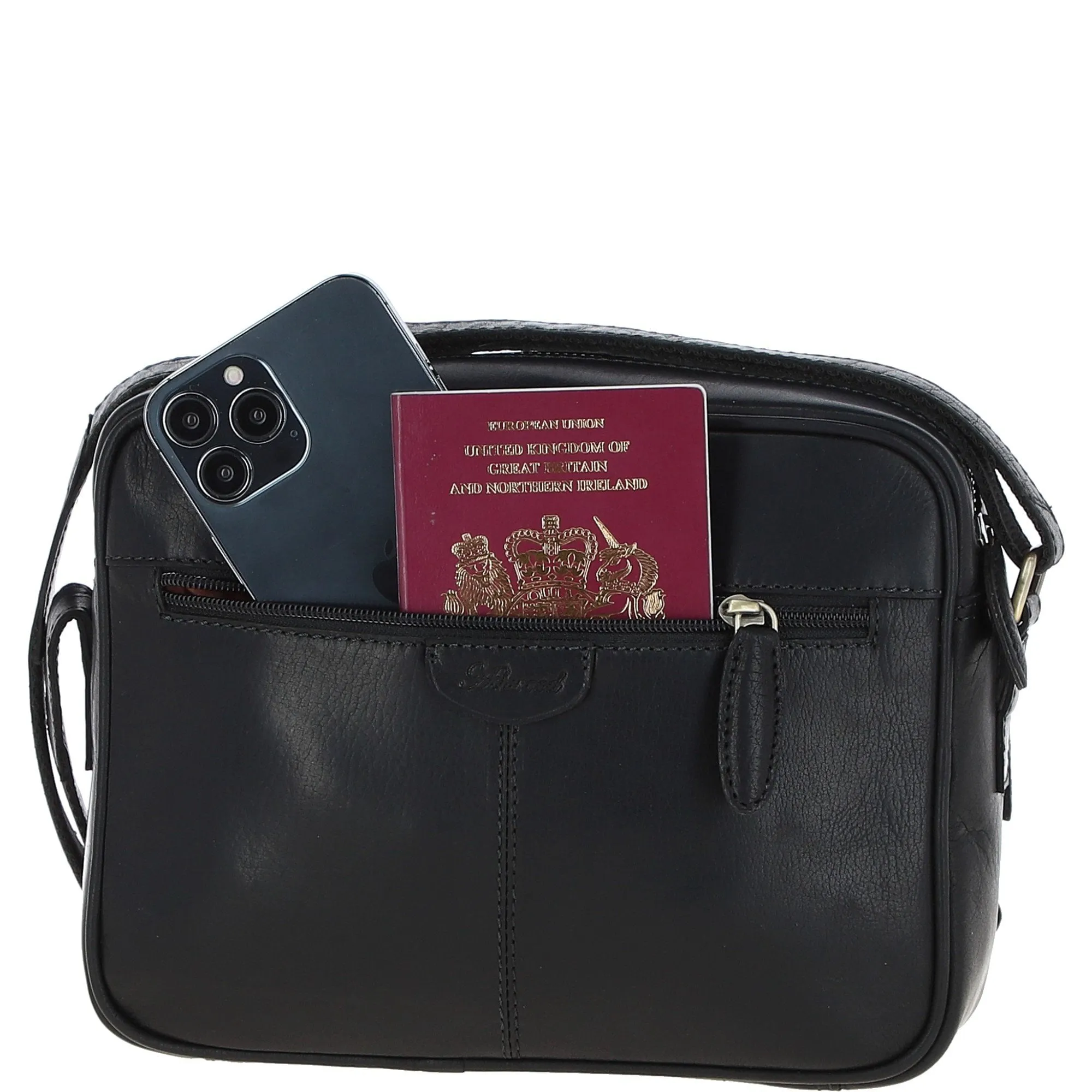 Unisex Ashwood Leather Body Bag – Black: T-72