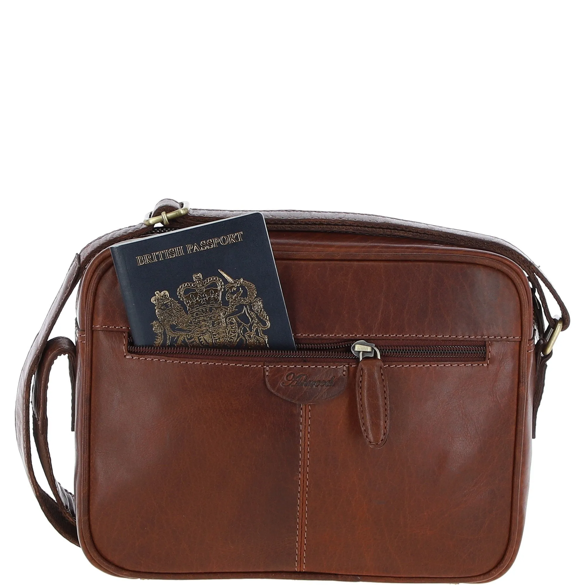 Unisex Ashwood Leather Body Bag – Chestnut Tan: T-72