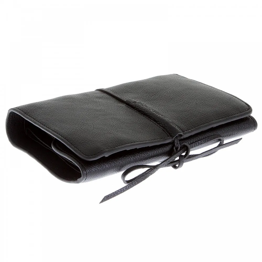 Unisex Black Leather Bill Fold Leather Wallet