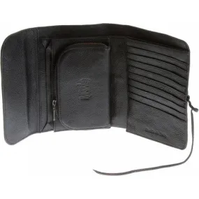 Unisex Black Leather Bill Fold Leather Wallet