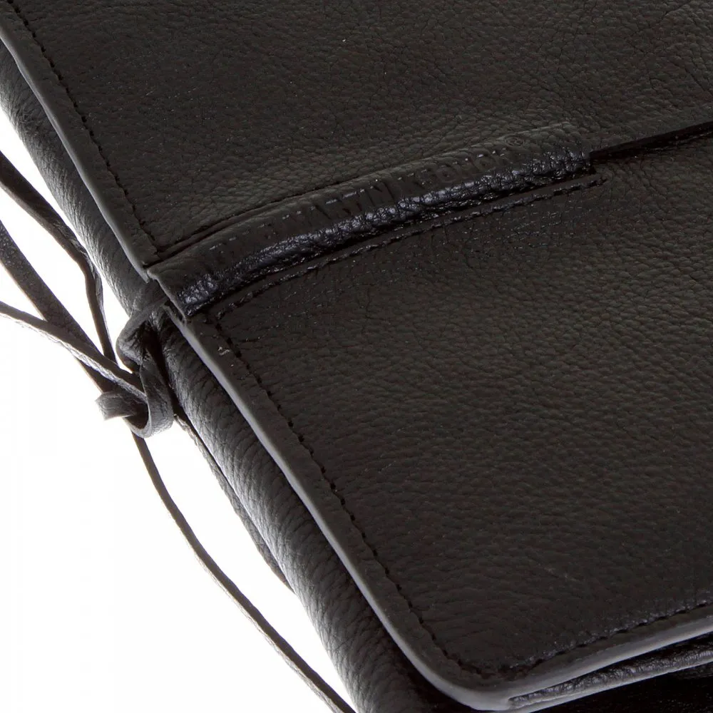 Unisex Black Leather Bill Fold Leather Wallet