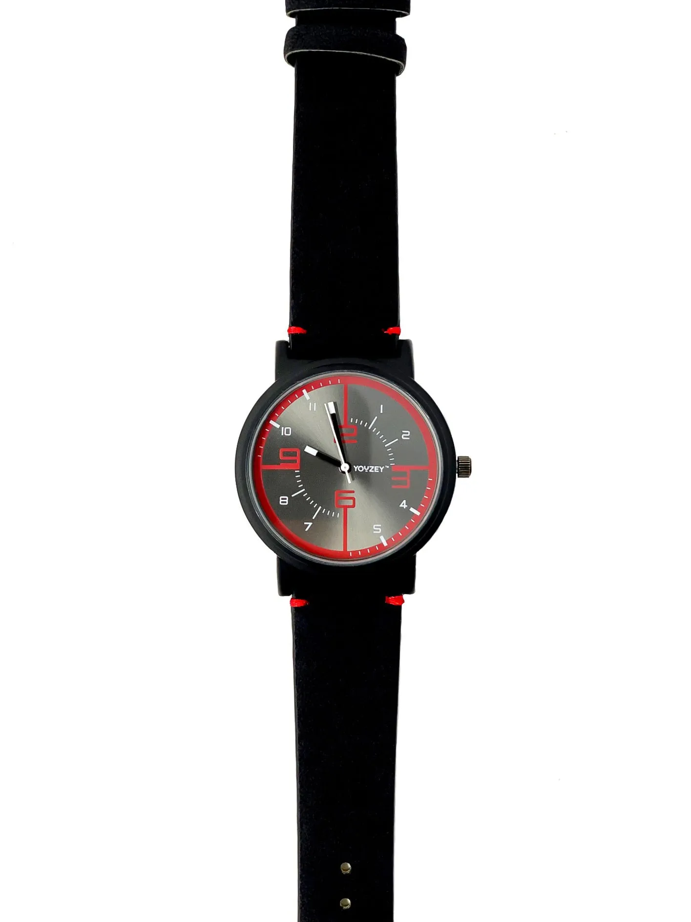 Unisex Black Vegan Matte Leather Strap Watch