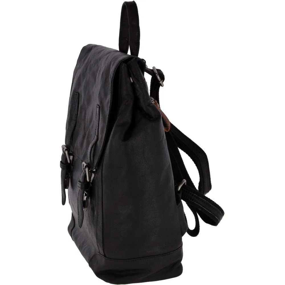 Unisex Leather Vintage Backpack Black/mud: F-86