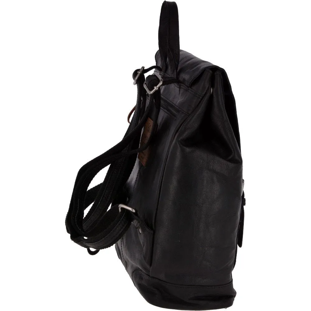 Unisex Leather Vintage Backpack Black/mud: F-86