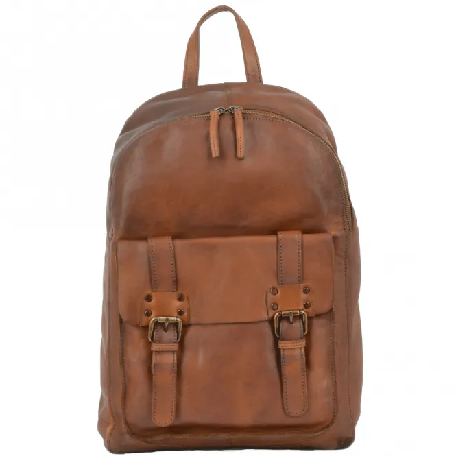 Unisex Leather Vintage Wash Backpack Rust : 7999