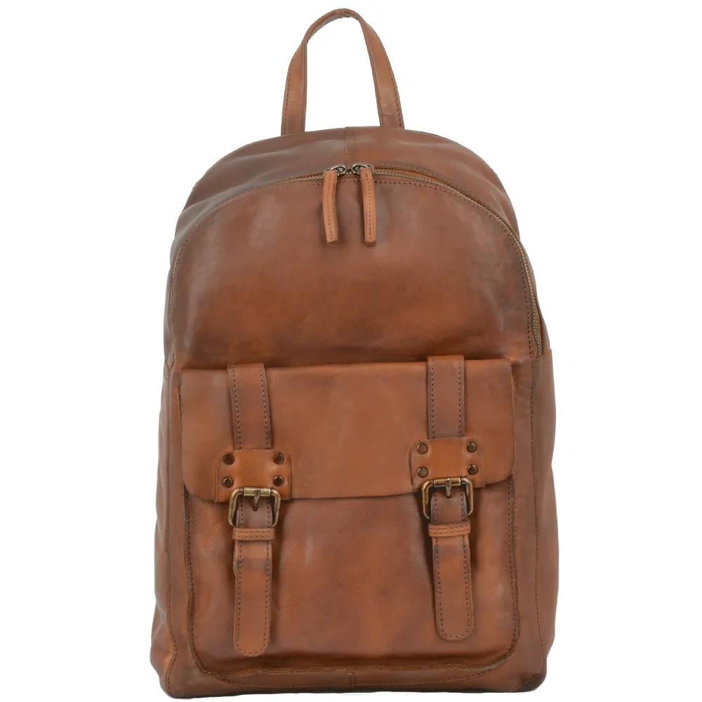 Unisex Leather Vintage Wash Backpack Rust : 7999