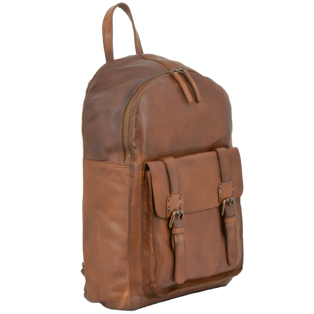 Unisex Leather Vintage Wash Backpack Rust : 7999