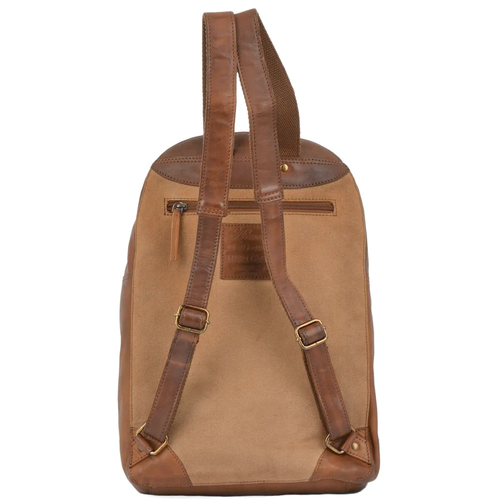 Unisex Leather Vintage Wash Backpack Rust : 7999