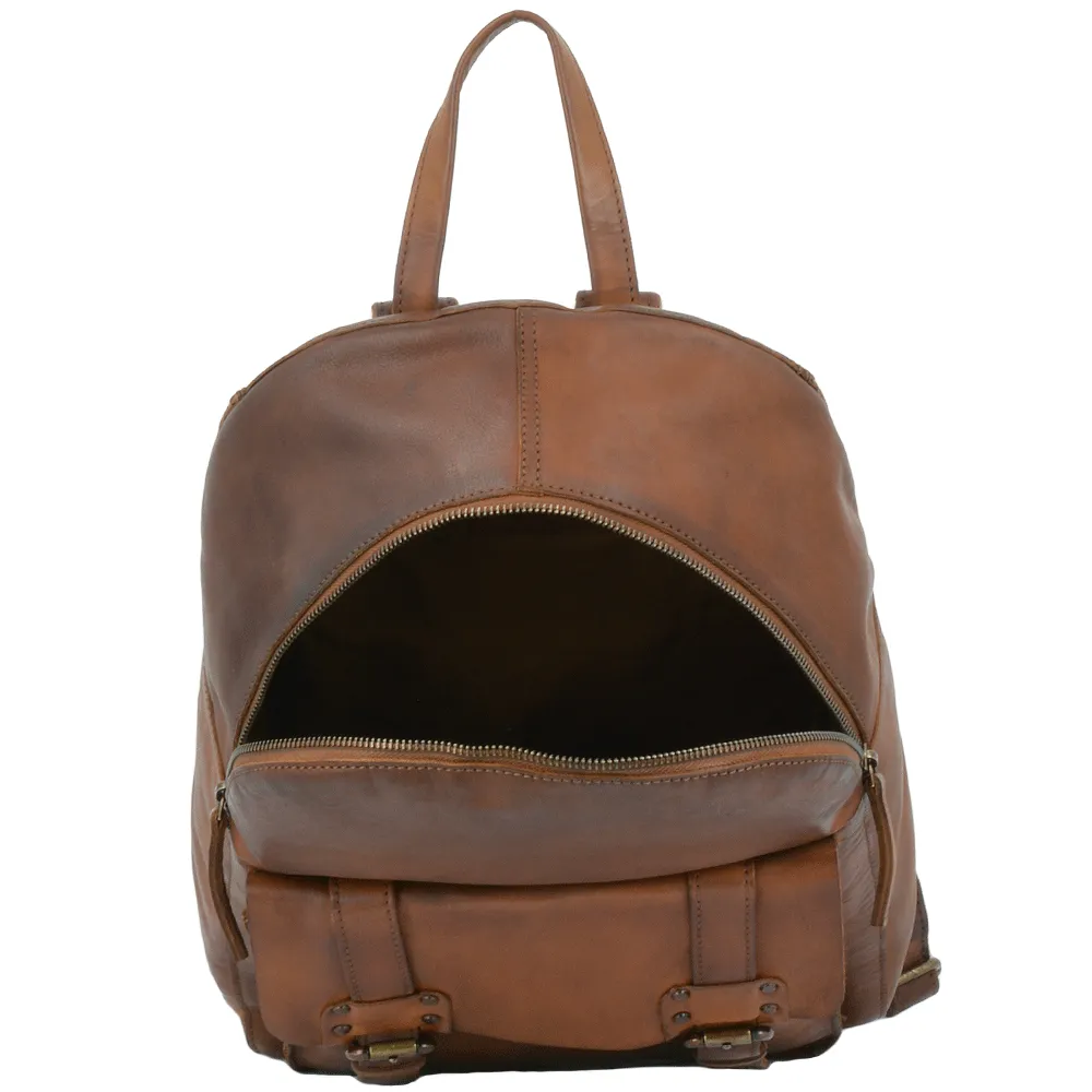 Unisex Leather Vintage Wash Backpack Rust : 7999