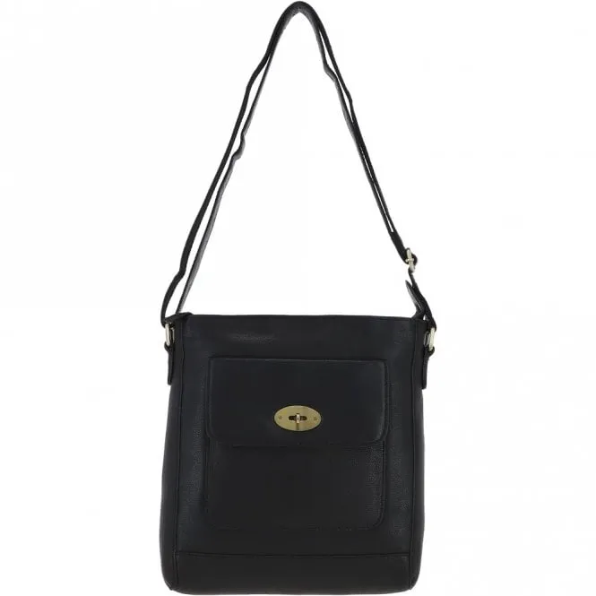 Unisex Michigan Leather Body Bag Black : M-69