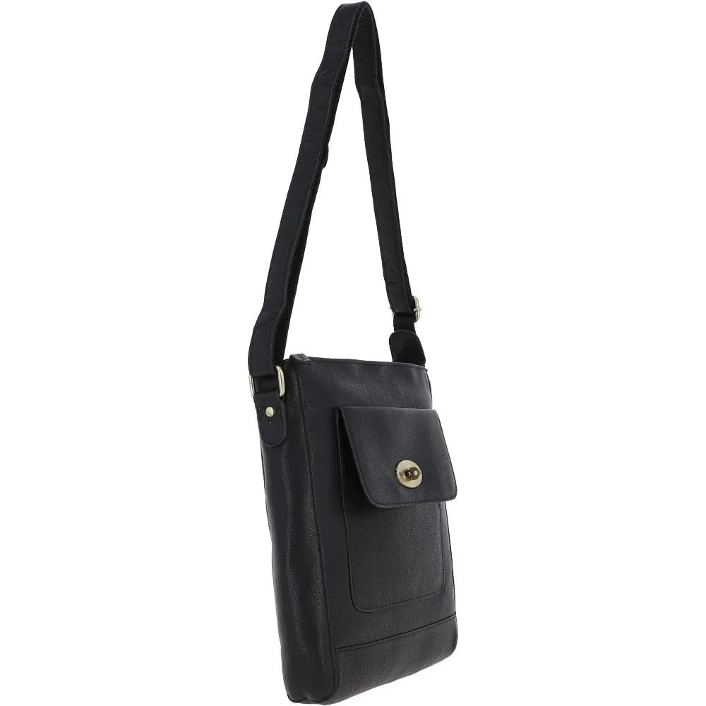 Unisex Michigan Leather Body Bag Black : M-69