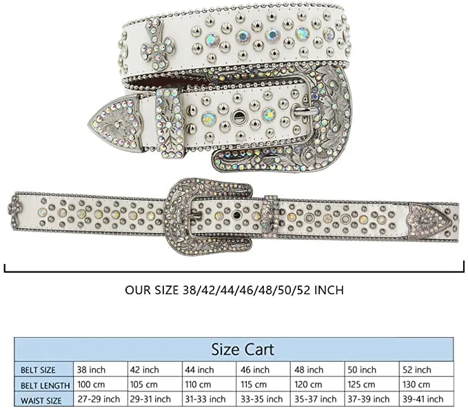 Unisex Synthetic Leather Crystal Pin Buckle Diamond Rhinestones Belt