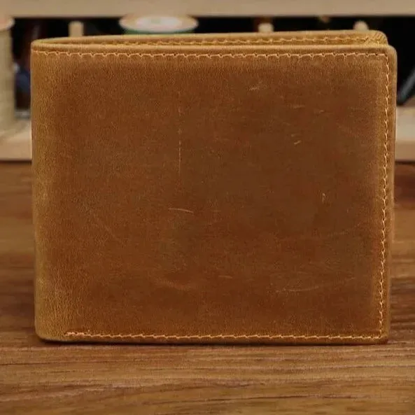 Unisex Vintage Genuine Leather Money Card Slot Organizer Small Wallet